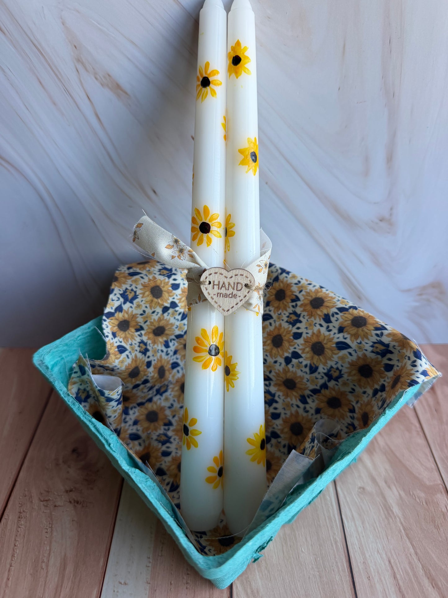 Hand Painted Sunflower Taper Candles