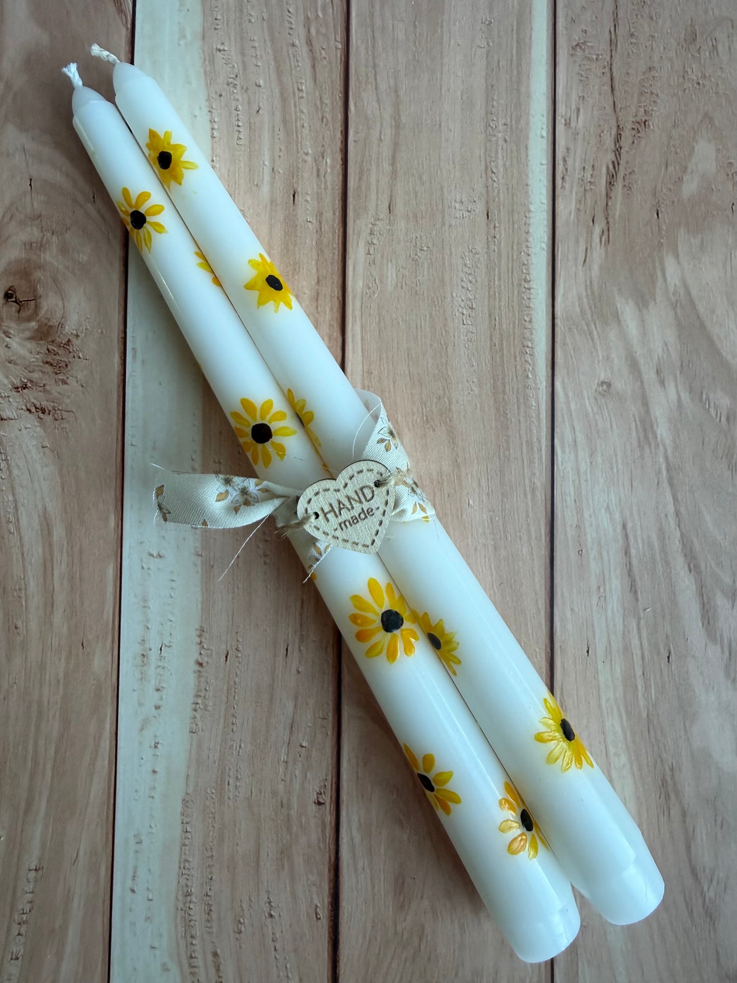Hand Painted Sunflower Taper Candles